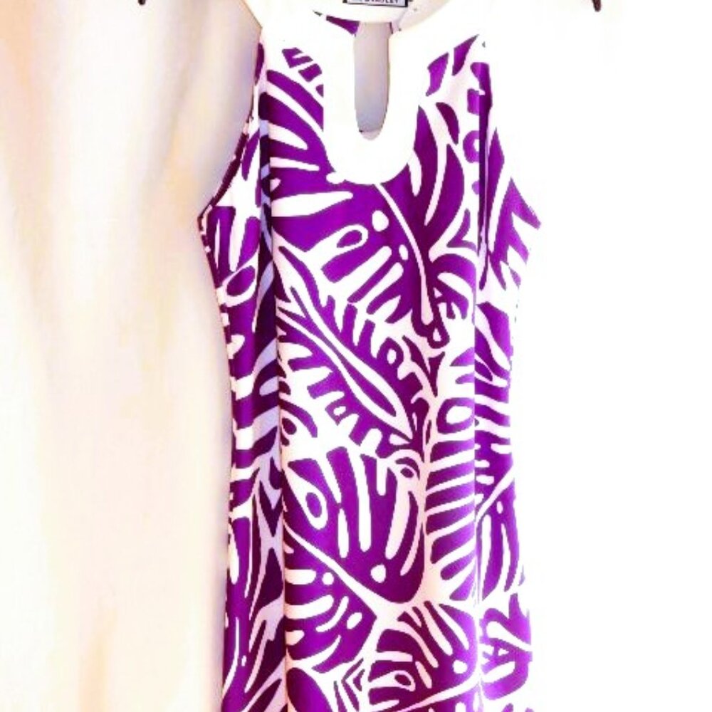 C K Bradley Purple / White Knit Tunic Style Dress in Size L